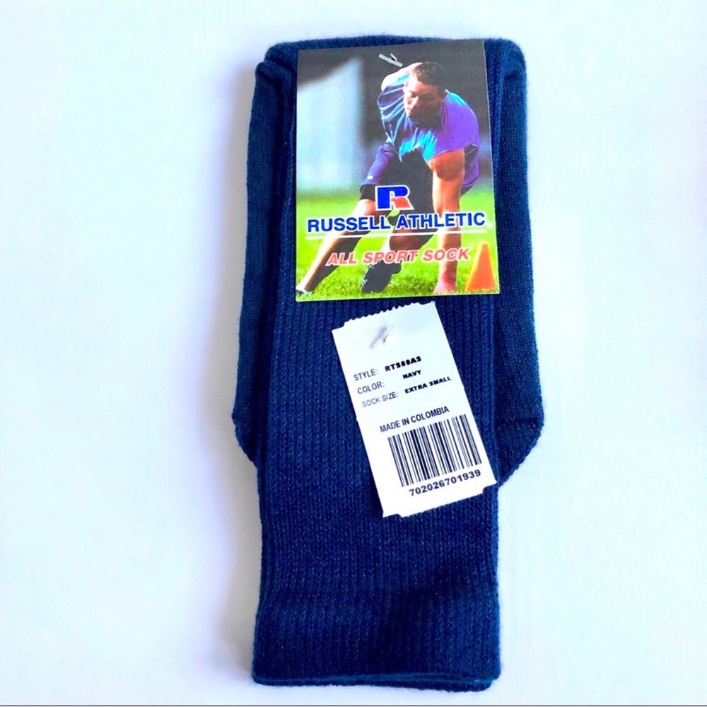 3/$15 NEW RUSSELL Socks All Sport Navy Blue Small UNISEX